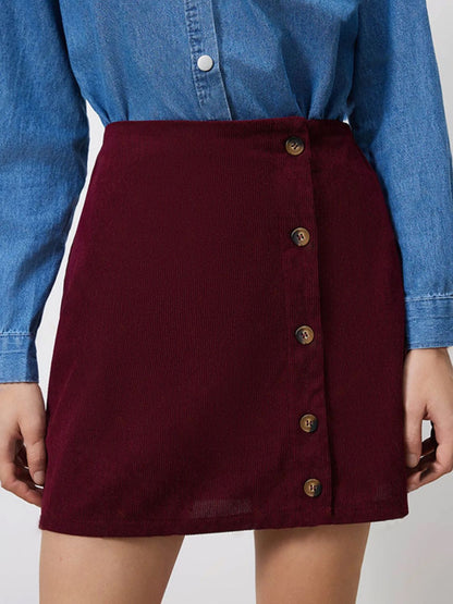 Buttoned High Rise Mini Skirt