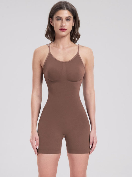 Scoop Neck Spaghetti Strap Active Romper