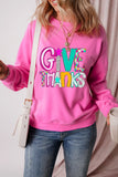 GIVE THANKS Round Neck Long Sleeve Sweatshirt