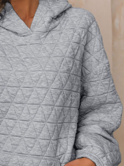 Textured Long Sleeve Hoodie with Pockets