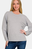 Zenana Hacci Round Neck Long Sleeve T-Shirt