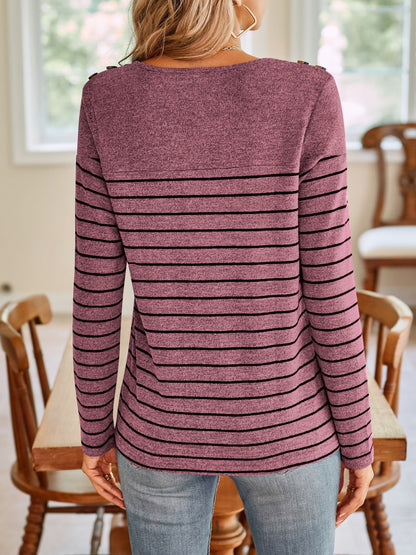 Striped Round Neck Long Sleeve T-Shirt