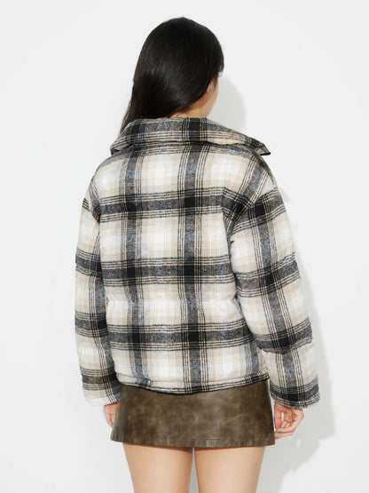 Plaid Zip Up Long Sleeve Jacket