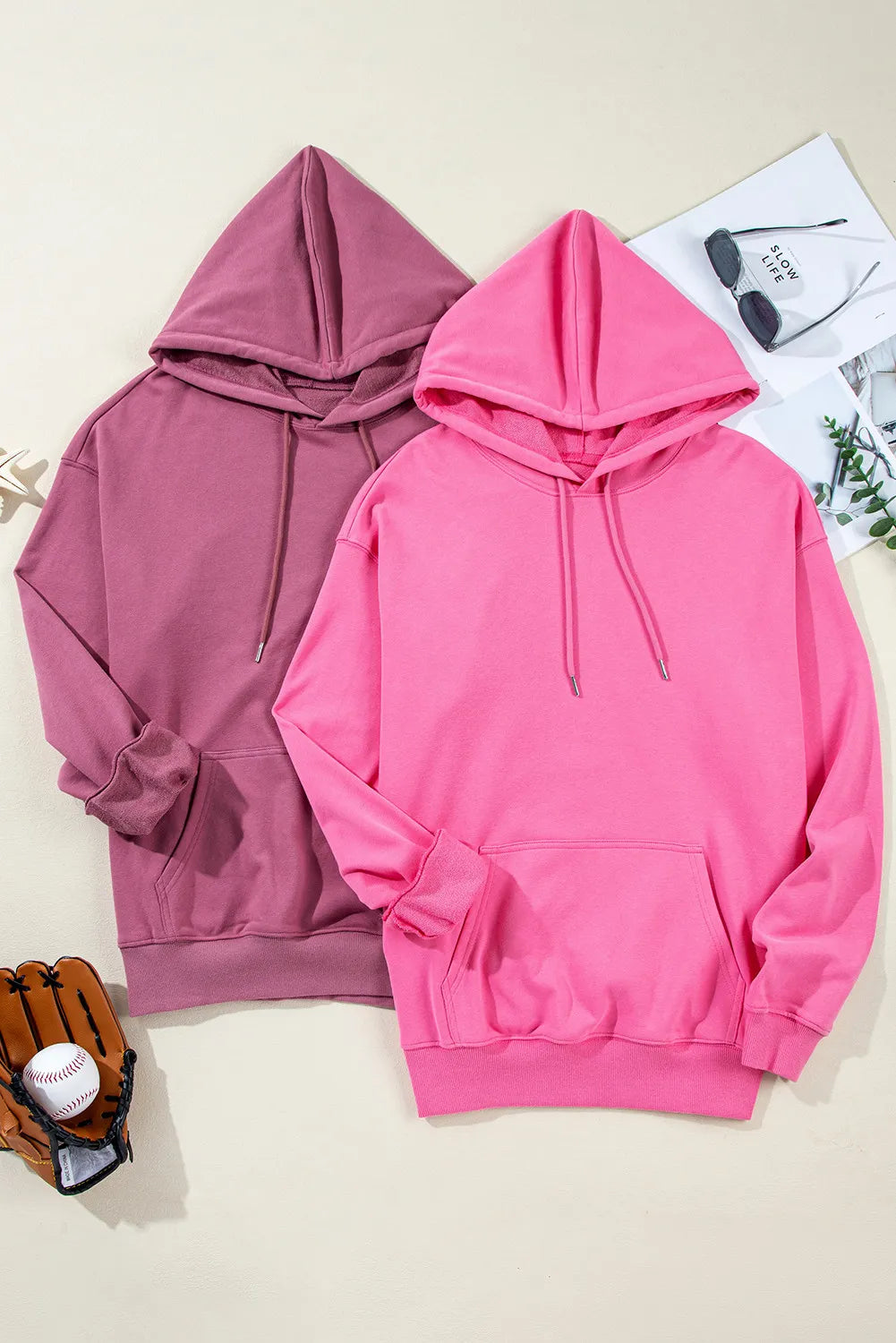 Drawstring Dropped Shoulder Long Sleeve Hoodie