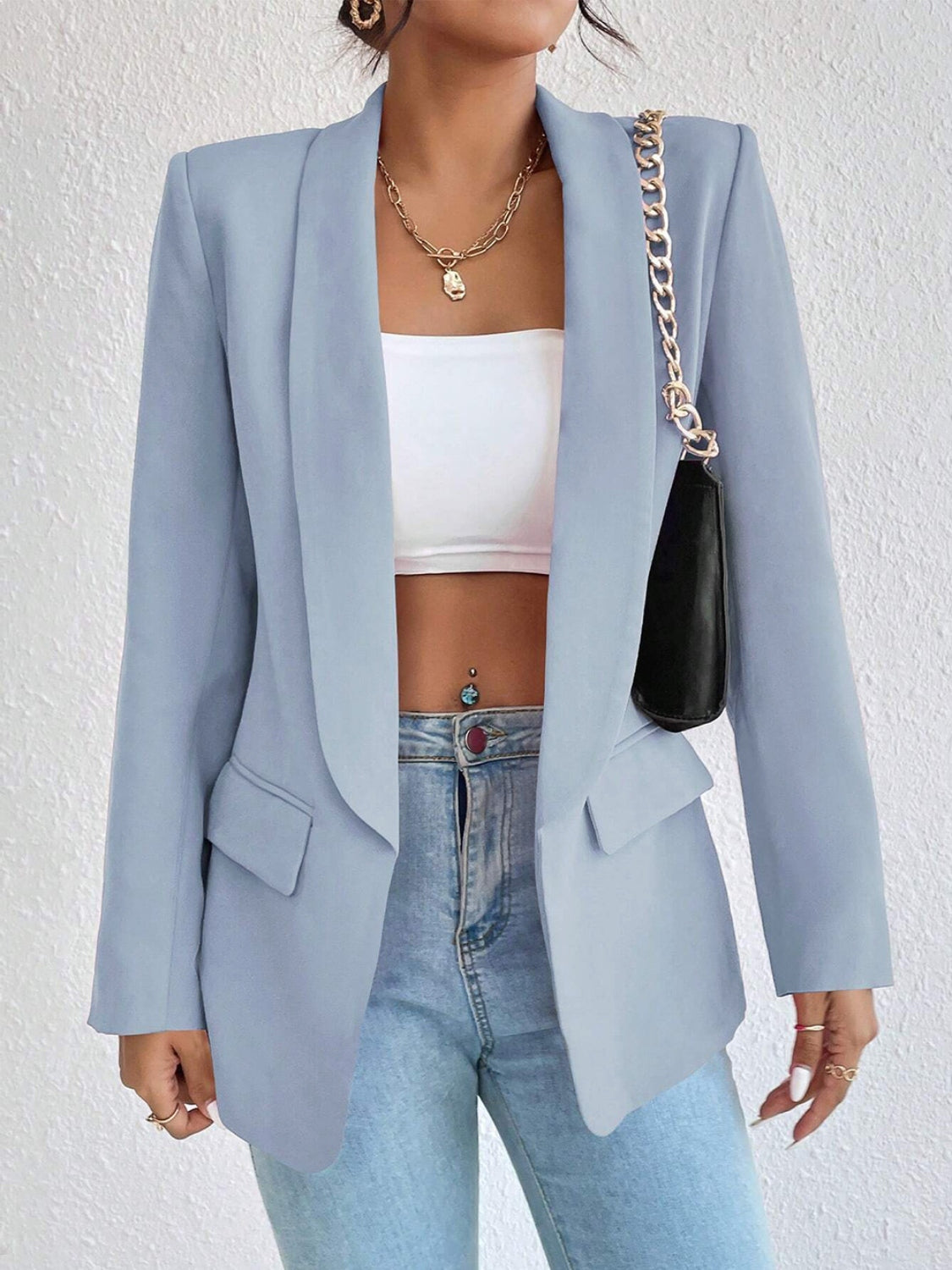 Shawl Collar Long Sleeve Blazer