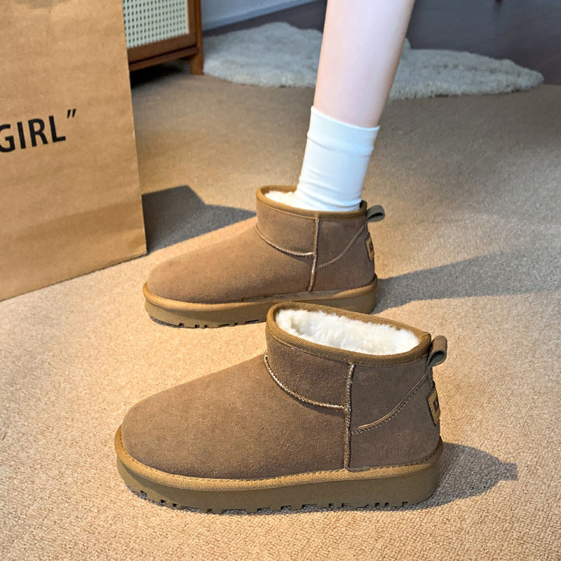 Faux Fur Round Toe Platform Boots