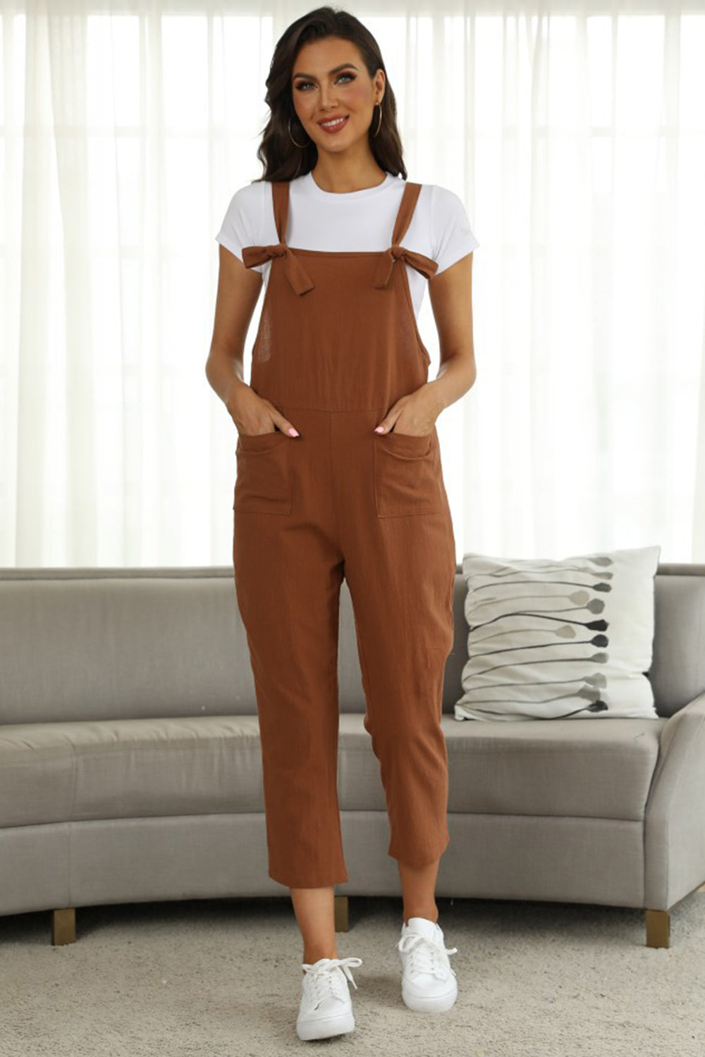 Full Size Square Neck Wide Strap Jumpsuit