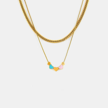 18K Gold-Plated Double Layered Heart Necklace