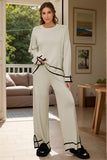 High-Low Round Neck Top and Pants Sweater Set