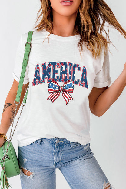 AMERICA Round Neck Short Sleeve T-Shirt