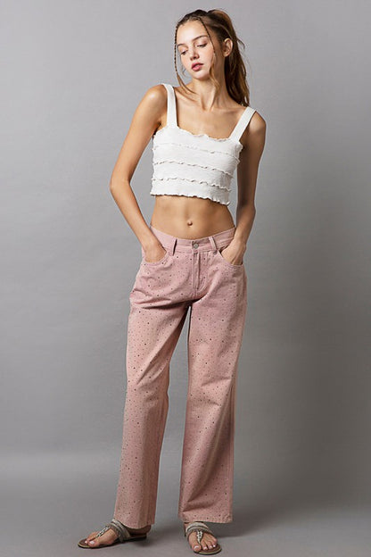 POL Embellishments Gradient Wide Leg Pants