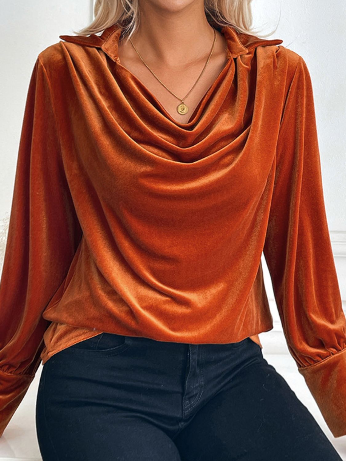 Perfee Ruched Long Sleeve Blouse