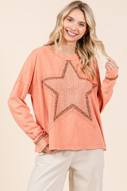 Mittoshop Mineral Wash Star Patch Long Sleeve T-Shirt