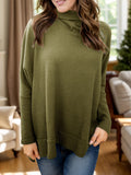 Full Size Waffle Knit Turtleneck Long Sleeve T-Shirt