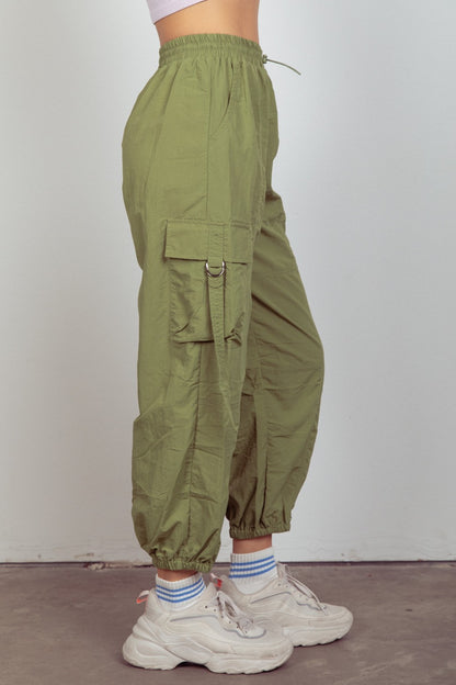 VERY J Elastic Waist Woven Cargo Pants