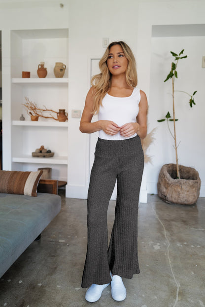 Ribbed High Waist Flare Pants