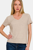 Zenana Ribbed Short Sleeve T-Shirt