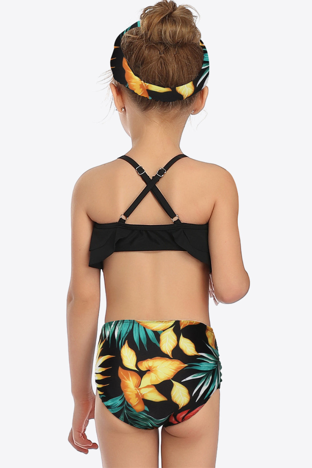 Printed Crisscross Layered Two-Piece Swim Set