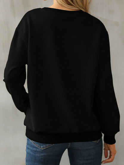 Graphic Round Neck Long Sleeve Sweatshirt