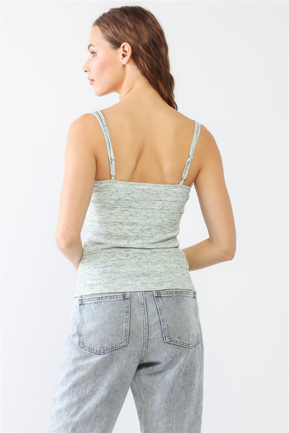 Le Lis Heathered Ribbed Adjustable Strap Cami