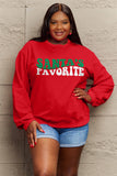 Simply Love Full Size SANTA'S FAVORITE Round Neck Sweatshirt