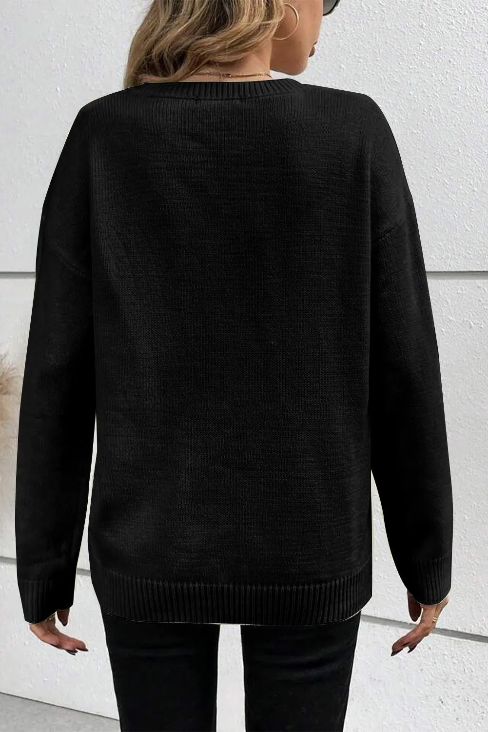 BOO Round Neck Long Sleeve Sweater