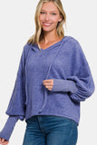 Zenana Brushed Hacci Drop Shoulder Cropped Hoodie