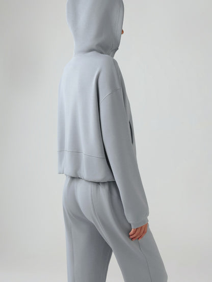 Zip Up Dropped Shouder Active Hooded