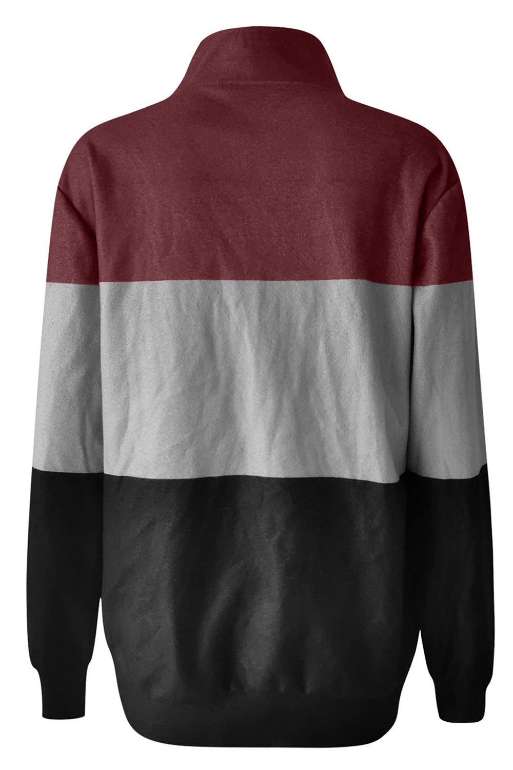 Full Size Color Block Quarter Zip Long Sleeve Sweatshirt