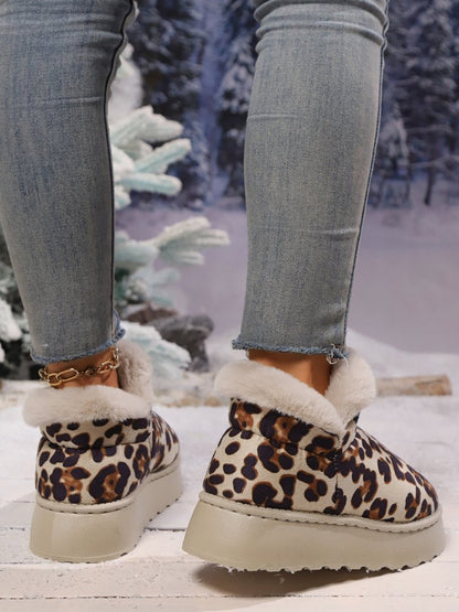 Thermal Leopard Round Toe Platform Boots