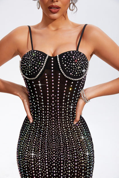 Rhinestone Sweetheart Neck Wrap Cami Dress