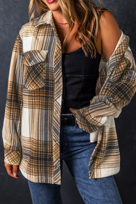 Plaid Button Up Long Sleeve Shacket