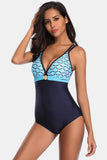 Full Size V-Neck Wide Strap One-Piece Swimwear