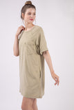 VERY J Washed Round Neck Mini Tee Dress