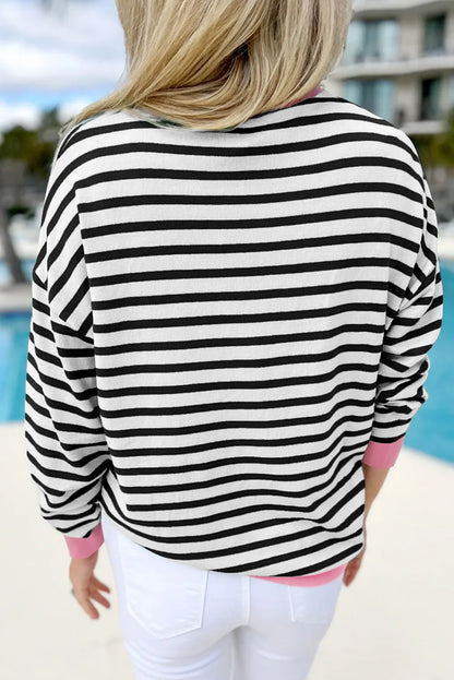 Striped Round Neck Long Sleeve Sweatshirt