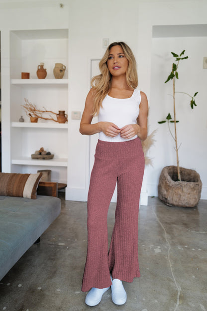 Ribbed High Waist Flare Pants