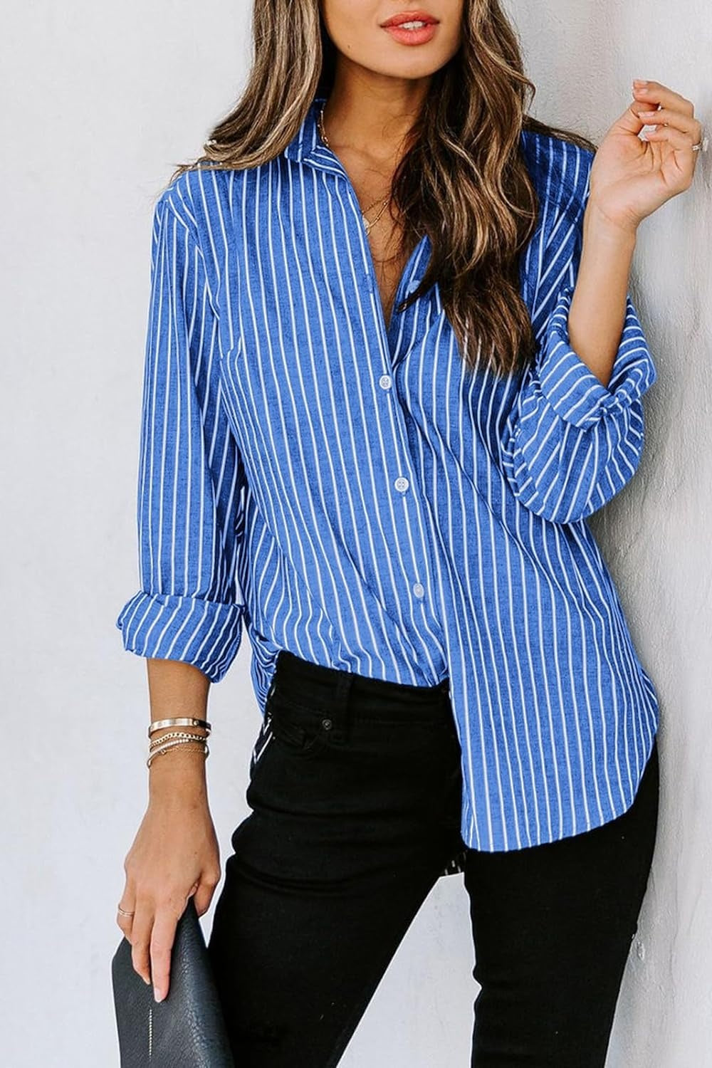 Striped Button Up Long Sleeve Shirt