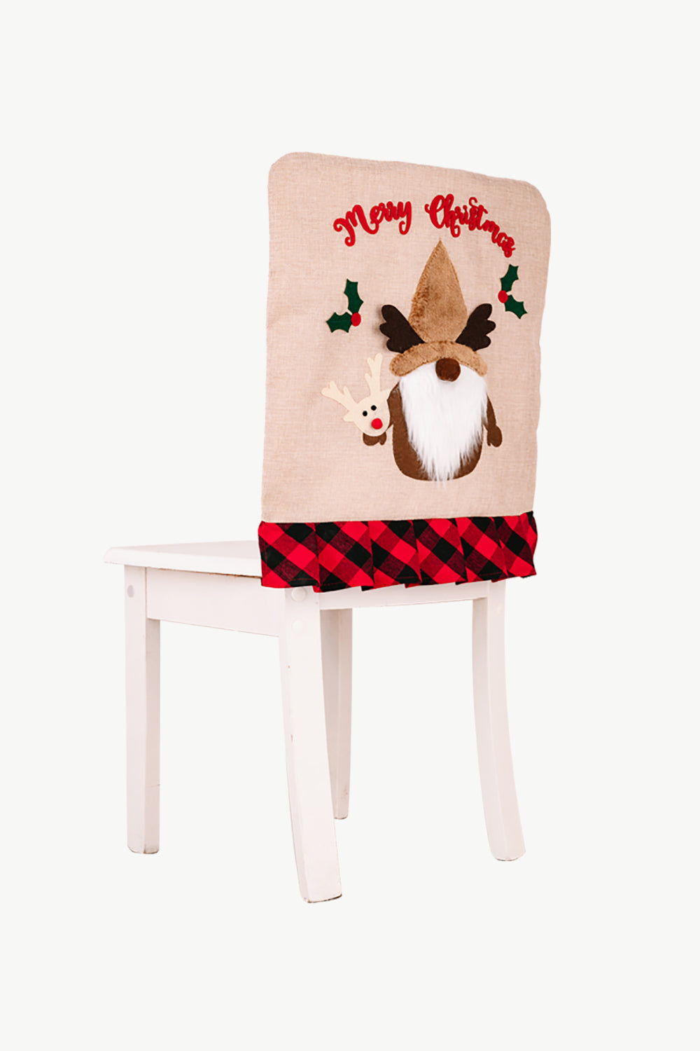 3-Pack Plaid Christmas Gnome Chair Covers