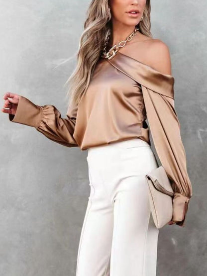 One Shoulder Long Sleeve Blouse