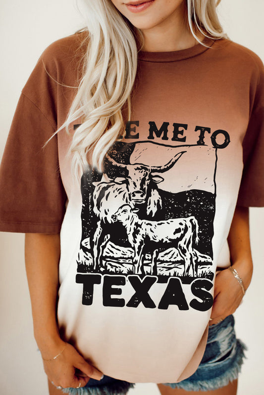 TAKE ME TO TEXAS Round Neck Short Sleeve T-Shirt