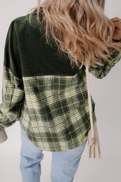 Snap Down Collared Neck Plaid Shacket