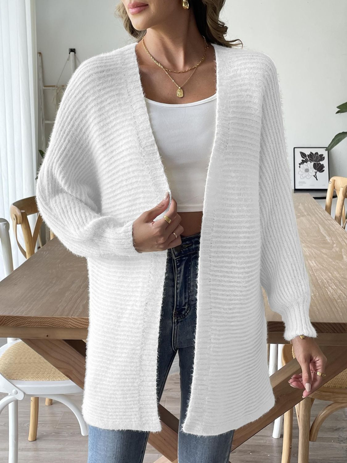 Open Front Long Sleeve Cardigan