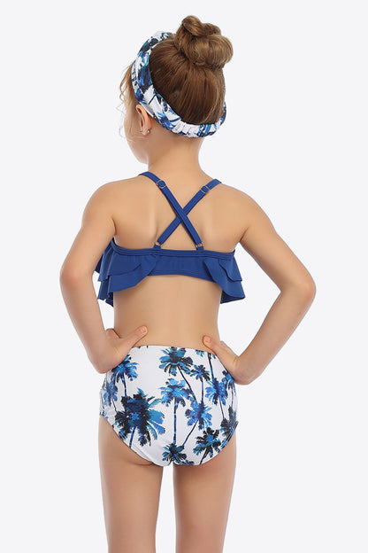 Printed Crisscross Layered Two-Piece Swim Set