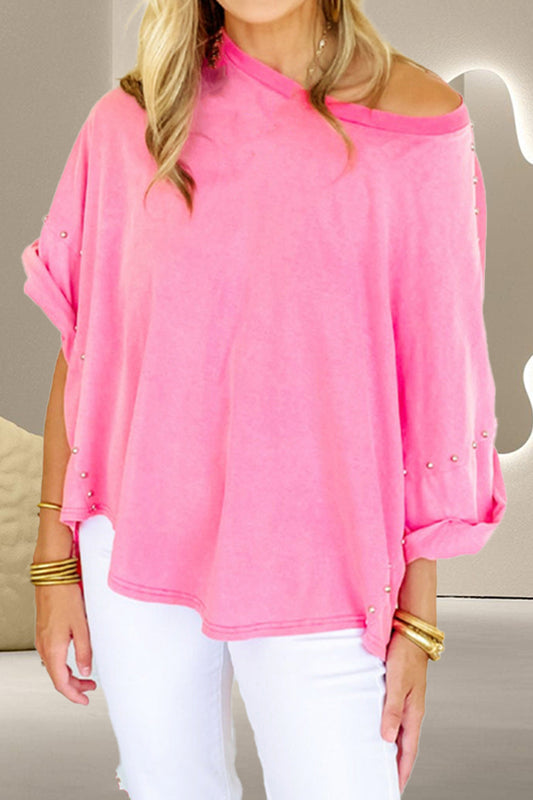 Studded Round Neck Half Sleeve Top