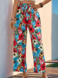 Tied Printed Wide Leg Pants