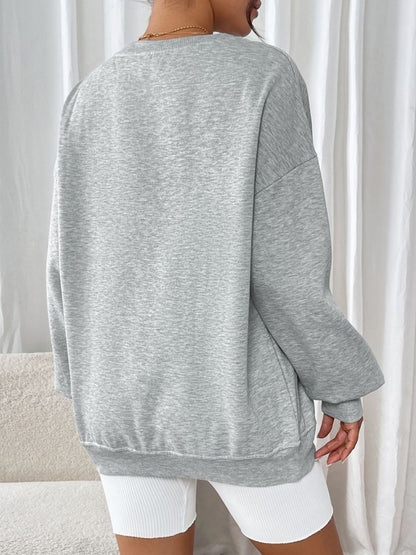 Perfee Round Neck Long Sleeve Sweatshirt