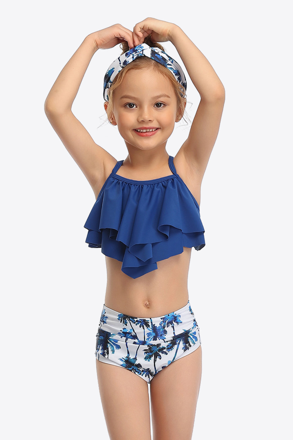 Printed Crisscross Layered Two-Piece Swim Set