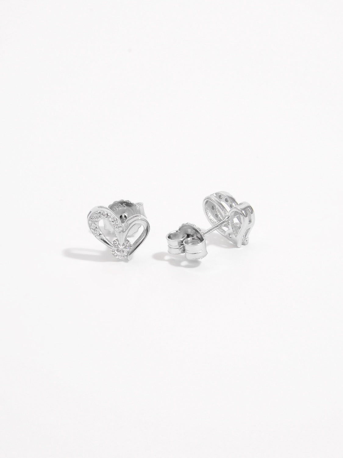 925 Sterling Silver Inlaid Zircon Heart Earrings