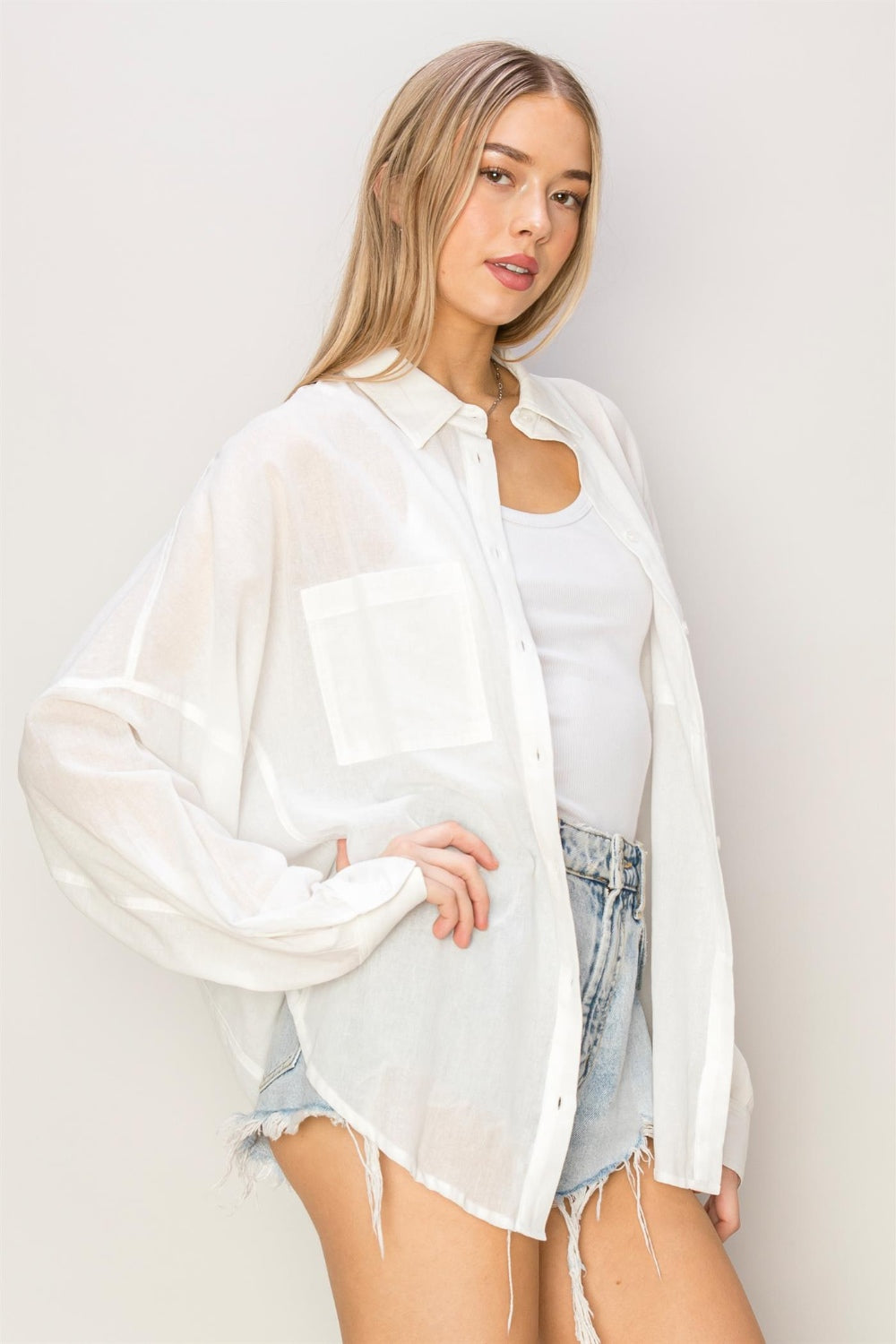 HYFVE Button Up Drop Shoulder Shirt