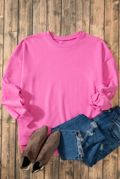 High-Low Round Neck Long Sleeve Sweatshirt